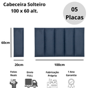 Ver imagem 5 de Cabeceira Solteiro Veludo Azul Placa Modulada Estofada Ripada Adesiva