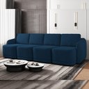 Ver imagem 7 de Sofá Cama para Sala de Estar 5 Lugares 436cm Montserrat K01 Veludo Azul Marinho - Lyam Decor