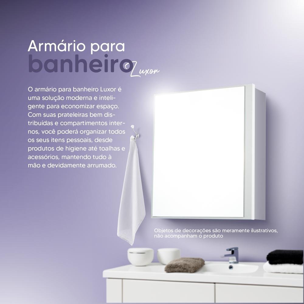 Armário para Banheiro com Espelho Luxor Branco 34cm - 4