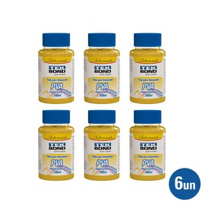 Kit 6 Tinta Pva Super Color Amarelo Smile 100ml - Tekbond