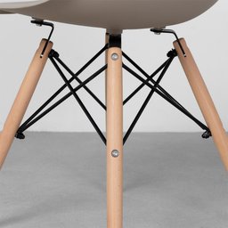 Conjunto Mesa de Jantar Square Redonda Freijó - 88cm + 4 Cadeiras Eiffel - Bege Acinzentado Abra - 8