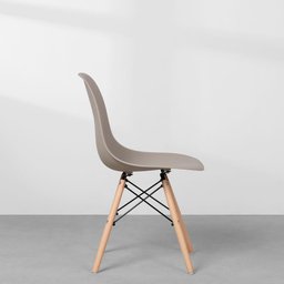 Conjunto Mesa de Jantar Square Redonda Freijó - 88cm + 4 Cadeiras Eiffel - Bege Acinzentado Abra - 7