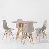 Conjunto Mesa de Jantar Square Redonda Freijó - 88cm + 4 Cadeiras Eiffel - Bege Acinzentado Abra - 1