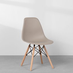 Conjunto Mesa de Jantar Square Redonda Freijó - 88cm + 4 Cadeiras Eiffel - Bege Acinzentado Abra - 6
