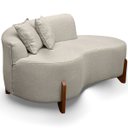 Ver imagem 4 de Sofá Curvo Pé de Madeira 2 Lugares Feijão Forma Orgânica Linho