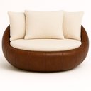 Ver imagem 1 de Poltrona Giratória 127cm Golden Courino Marrom / Bouclé Off White - Sallar Home
