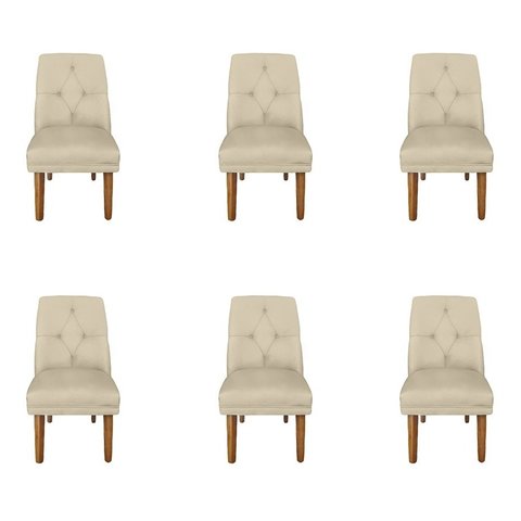 Kit 6 Cadeiras de Jantar Helena Suede Bege - Dominic Decor