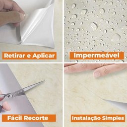 Papel de Parede Adesivo Lavavel Marmore Travertino Bege 500x60cm - 6