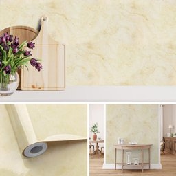 Papel de Parede Adesivo Lavavel Marmore Travertino Bege 500x60cm - 5