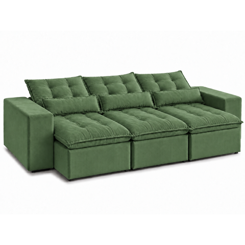 Sofá Master 2,75m Retrátil e Reclinável - 3 Módulos:Verde
