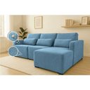 Ver imagem 2 de Sofá Baroni 6 Lugares com Chaise Direito 290cm Azul Linho