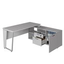 Ver imagem 4 de Mesa L Escritório 150cm com Armário Lateral Pé Metal F5 Cor:cinza