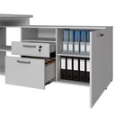 Ver imagem 7 de Mesa L Escritório 150cm com Armário Lateral Pé Metal F5 Cor:cinza