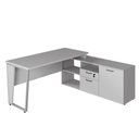 Ver imagem 3 de Mesa L Escritório 150cm com Armário Lateral Pé Metal F5 Cor:cinza