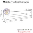 Ver imagem 2 de Kit 3 Prateleira para Livros 70cm Branco Trava Imbuia