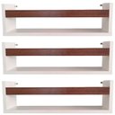 Ver imagem 1 de Kit 3 Prateleira para Livros 70cm Branco Trava Imbuia