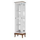 Ver imagem 2 de Cristaleira de Madeira 1 Porta com Espelho Pés Luiz Xv - Branco Laca com Tampo e Base Imbuia Glazer