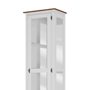 Ver imagem 3 de Cristaleira de Madeira 1 Porta com Espelho Pés Luiz Xv - Branco Laca com Tampo e Base Imbuia Glazer