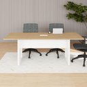 Ver imagem 2 de Mesa Reunião Industrial 200 cm X 90 cm para 8 Pessoas com 1 Caixa de Tomadas F5 Office Cor:Macadâ