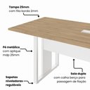 Ver imagem 5 de Mesa Reunião Industrial 200 cm X 90 cm para 8 Pessoas com 1 Caixa de Tomadas F5 Office Cor:Macadâ
