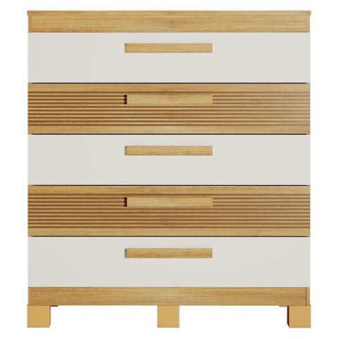 Cômoda Sabiá 5 Gavetas MDF-MDP Puxador em MDF Off White Valdemóveis