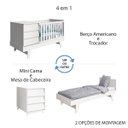 Ver imagem 3 de Berço Americano Multifuncional 4 em 1 Prince Branco Vira Mini Cama com Colchão e Mesa de Cabeceira
