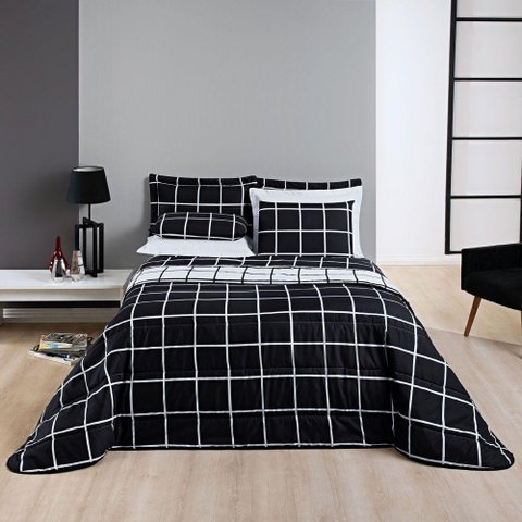 Kit Cobre Leito Casal 200 Fios 3 Peças Preto