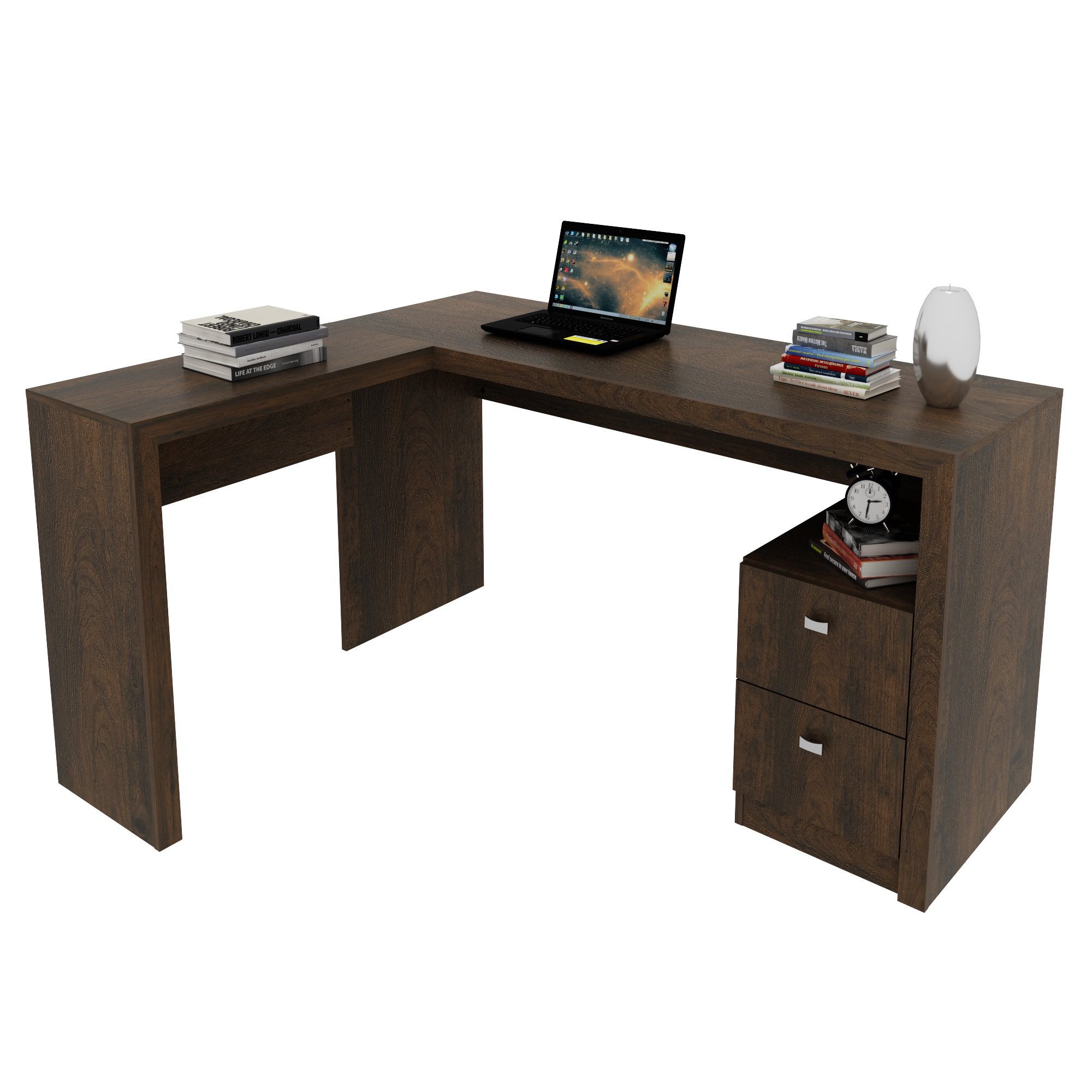 Mesa para Escritório 113x138,5cm em L com 2 Gavetas ME4129 - 4