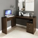 Ver imagem 1 de Escrivaninha Mesa Escritório em L com ME4129 2 Gavetas 135,8cm Rustico Marrom