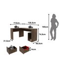 Ver imagem 6 de Escrivaninha Mesa Escritório 113x138,5cm em L com 2 Gavetas ME4129