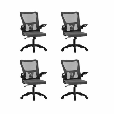 Kit 4 Cadeiras de Escritório Diretor Baltimore com Sistema Relax Preto Rivatti