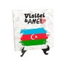 Quadro Azulejo Bandeira Azerbaijão Visitei E Amei Viagem - 1