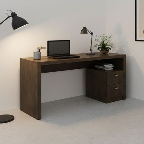 Escrivaninha Mesa Escritório com ME4130 2 Gavetas 135cm Rustico