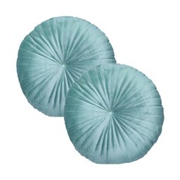 2 Almofadas Redondas Rendy em Veludo Várias Cores Cor:verde Menta - 1