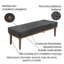 Ver imagem 3 de Divã Recamier Banco Base Madeira para Quarto Gênova 195cm Suede S04 - D'Rossi Cor Cinza
