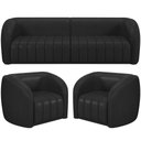 Ver imagem 1 de Kit Sofá 4 Lugares para Sala 292cm com 02 Poltronas Lazio M03 Corano Preto - Lyam Decor