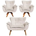 Ver mais imagens de Kit 01 Namoradeira e 02 Poltronas Opala Suede Bege