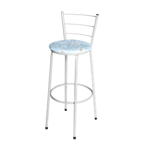 Banqueta Alta Branca para Cozinha com Assento Estampado:floral Gelo