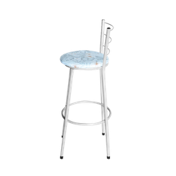 Banqueta Alta Branca para Cozinha com Assento Estampado:floral Gelo - 2