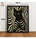 Ver imagem 2 de Quadro Decorativo Gato Abstrato com Moldura e Vidro Preto