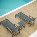 Ver imagem 1 de 2 Chaise Espreguicadeira Cadeira Tomar Sol Tela Sling Piscina + Mesinha