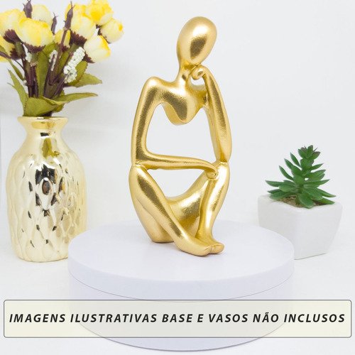 Kit Estátua Decorativa Figura Abstrata Homem Pensador + Leão Enfeite Escultura Mesa Sala Decoração e - 12