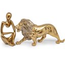 Ver imagem 1 de Kit Estátua Decorativa Figura Abstrata Homem Pensador + Leão Enfeite Escultura Mesa Sala Decoração e