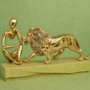 Ver imagem 3 de Kit Estátua Decorativa Figura Abstrata Homem Pensador + Leão Enfeite Escultura Mesa Sala Decoração e