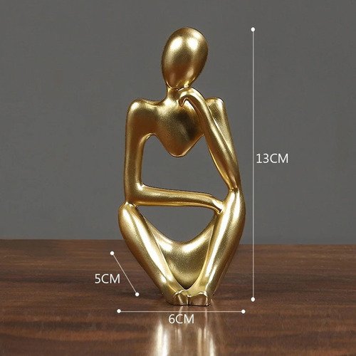 Kit Estátua Decorativa Figura Abstrata Homem Pensador + Leão Enfeite Escultura Mesa Sala Decoração e - 13