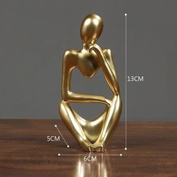 Kit Estátua Decorativa Figura Abstrata Homem Pensador + Leão Enfeite Escultura Mesa Sala Decoração e - 13