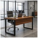 Ver imagem 1 de Mesa Escritório Pé Quadro 1,70x0,70m s/ Gavetas Nogal Sevilha/Preto 24474