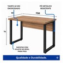 Ver imagem 6 de Mesa Escritório Pé Quadro 1,70x0,70m s/ Gavetas Nogal Sevilha/Preto 24474