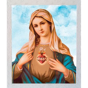 Quadro de Tecido Imaculado Coração de Maria com Moldura 73x54 cm FORNECEDOR 57 QTG-002