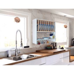 Armário Cozinha Suspenso Porta Pratos Louças e Canecas Branco - 6